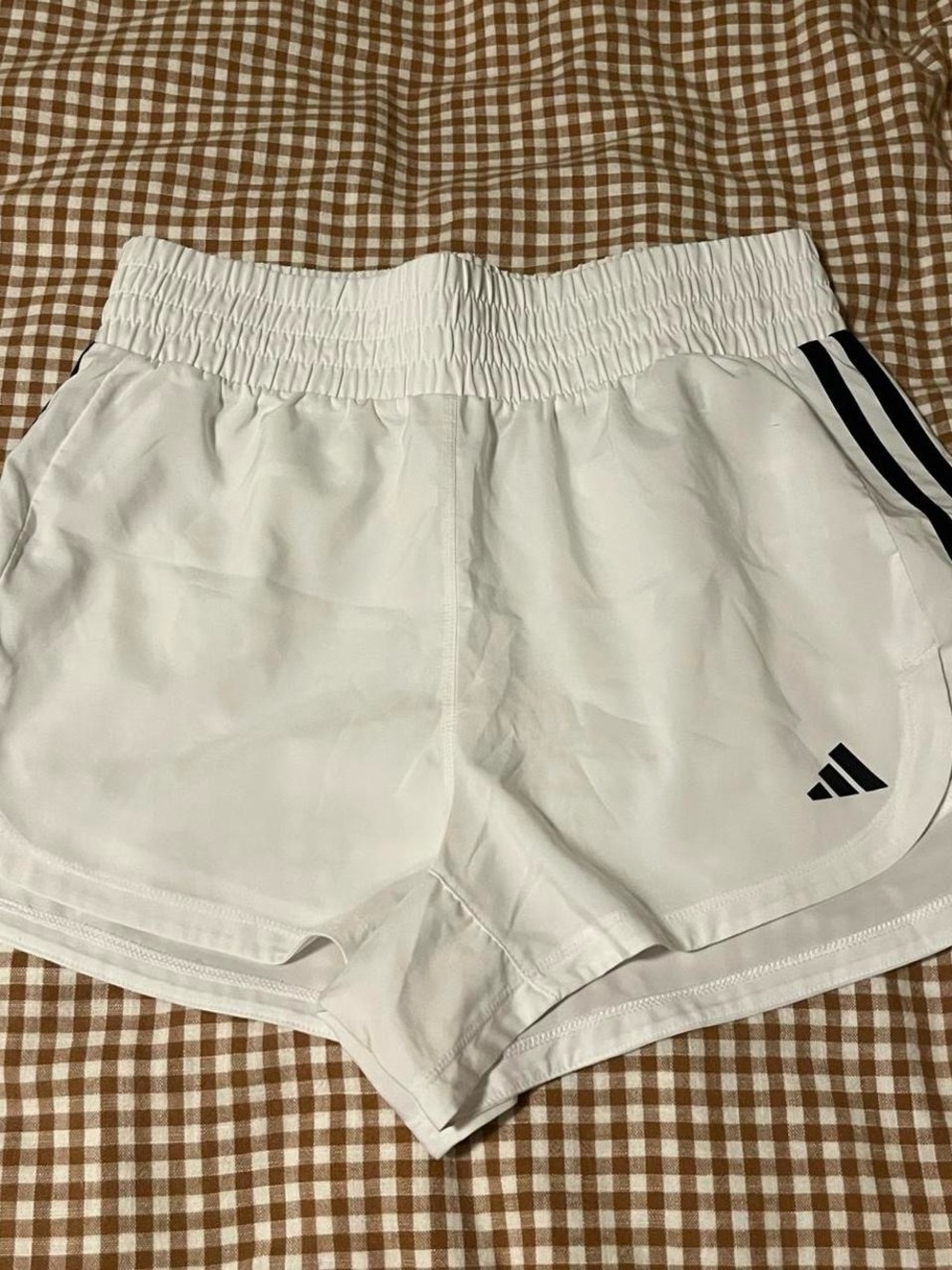 adidas White Women's Athletic Shorts with Black Stripe Detail